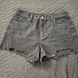 Aerie Charcoal Distressed Jean Shorts